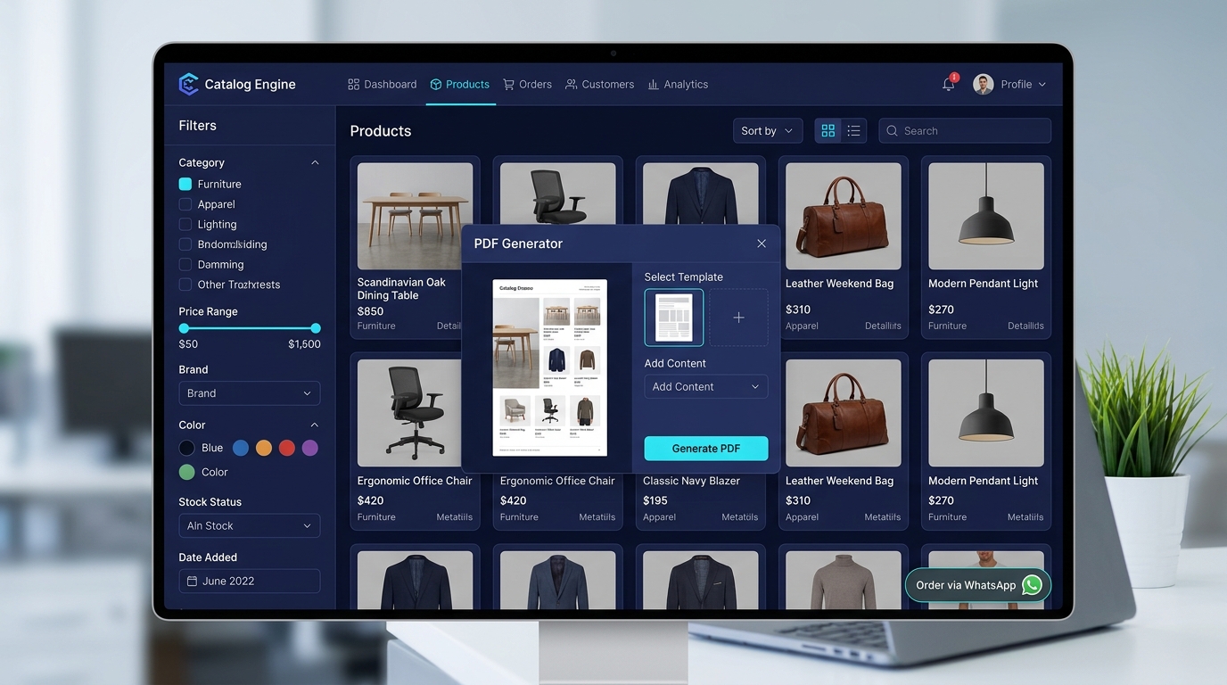Catalog Engine Dashboard e Catálogo Digital